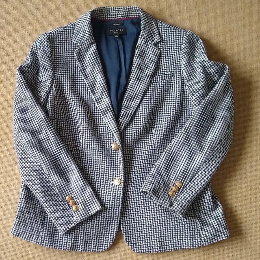 Talbots Aberdeen Ponte Knit Houndstooth Blazer